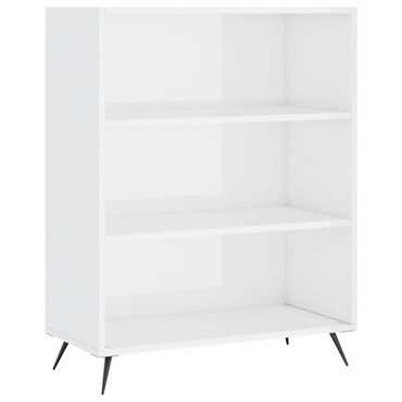 Bookcase High Gloss White 69.5X32.5X90 Cm Engineered Wood