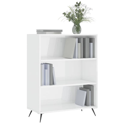 Bookcase High Gloss White 69.5X32.5X90 Cm Engineered Wood