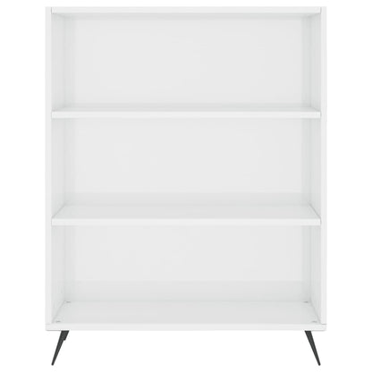 Bookcase High Gloss White 69.5X32.5X90 Cm Engineered Wood