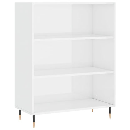 Bookcase High Gloss White 69.5X32.5X90 Cm Engineered Wood