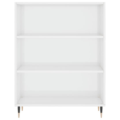 Bookcase High Gloss White 69.5X32.5X90 Cm Engineered Wood