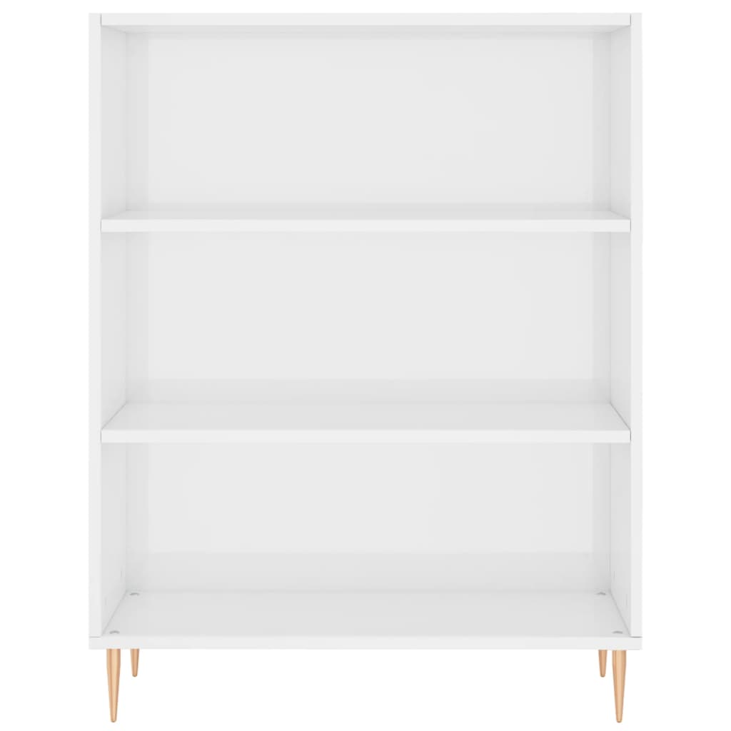 Bookcase High Gloss White 69.5X32.5X90 Cm Engineered Wood