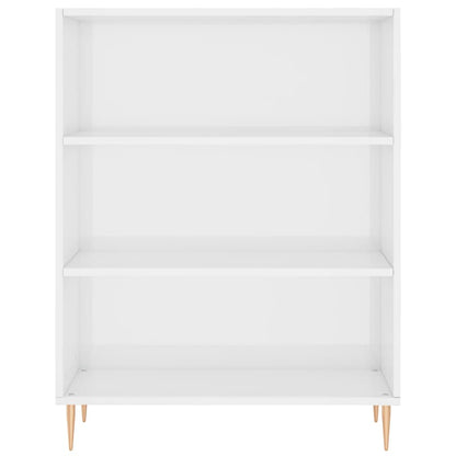 Bookcase High Gloss White 69.5X32.5X90 Cm Engineered Wood