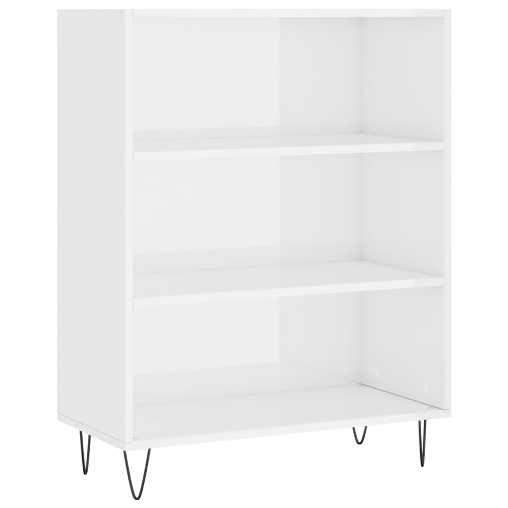 Bookcase High Gloss White 69.5X32.5X90 Cm Engineered Wood