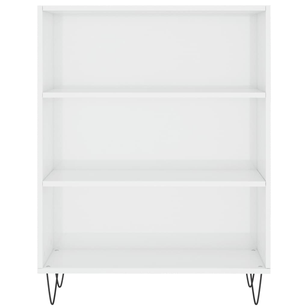 Bookcase High Gloss White 69.5X32.5X90 Cm Engineered Wood