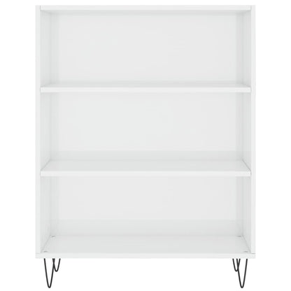 Bookcase High Gloss White 69.5X32.5X90 Cm Engineered Wood