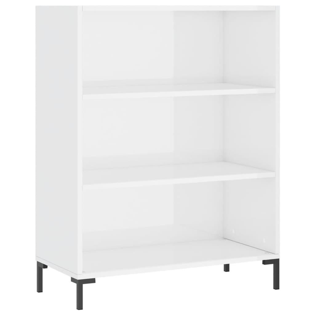 Bookcase High Gloss White 69.5X32.5X90 Cm Engineered Wood