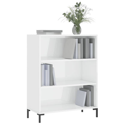 Bookcase High Gloss White 69.5X32.5X90 Cm Engineered Wood