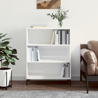 Bookcase High Gloss White 69.5X32.5X90 Cm Engineered Wood