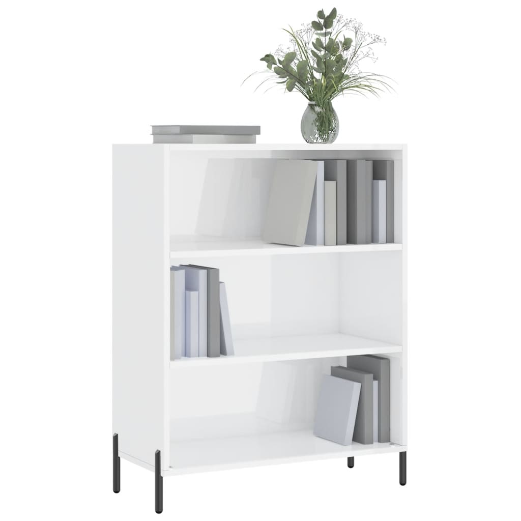 Shelf Cabinet High Gloss White 69.5X32.5X90 Cm Engineered Wood