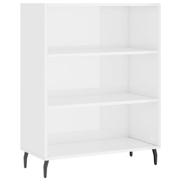 Shelf Cabinet High Gloss White 69.5X32.5X90 Cm Engineered Wood