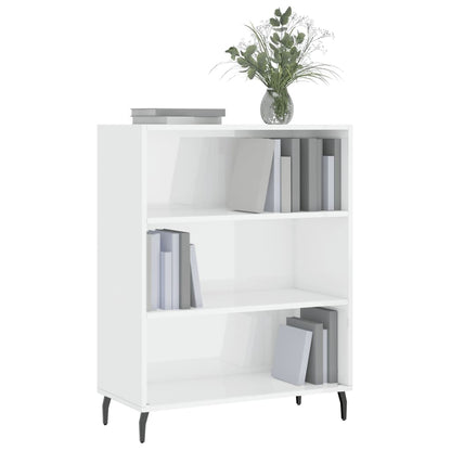 Shelf Cabinet High Gloss White 69.5X32.5X90 Cm Engineered Wood