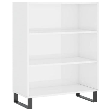 Shelf Cabinet High Gloss White 69.5X32.5X90 Cm Engineered Wood