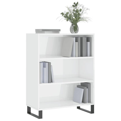 Shelf Cabinet High Gloss White 69.5X32.5X90 Cm Engineered Wood