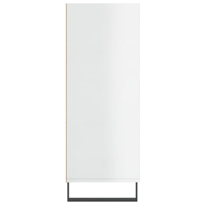 Shelf Cabinet High Gloss White 69.5X32.5X90 Cm Engineered Wood