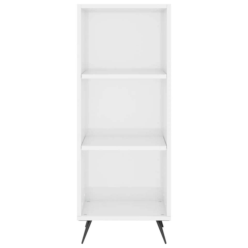 Shelf Cabinet High Gloss White 34.5X32.5X90 Cm Engineered Wood