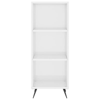 Shelf Cabinet High Gloss White 34.5X32.5X90 Cm Engineered Wood