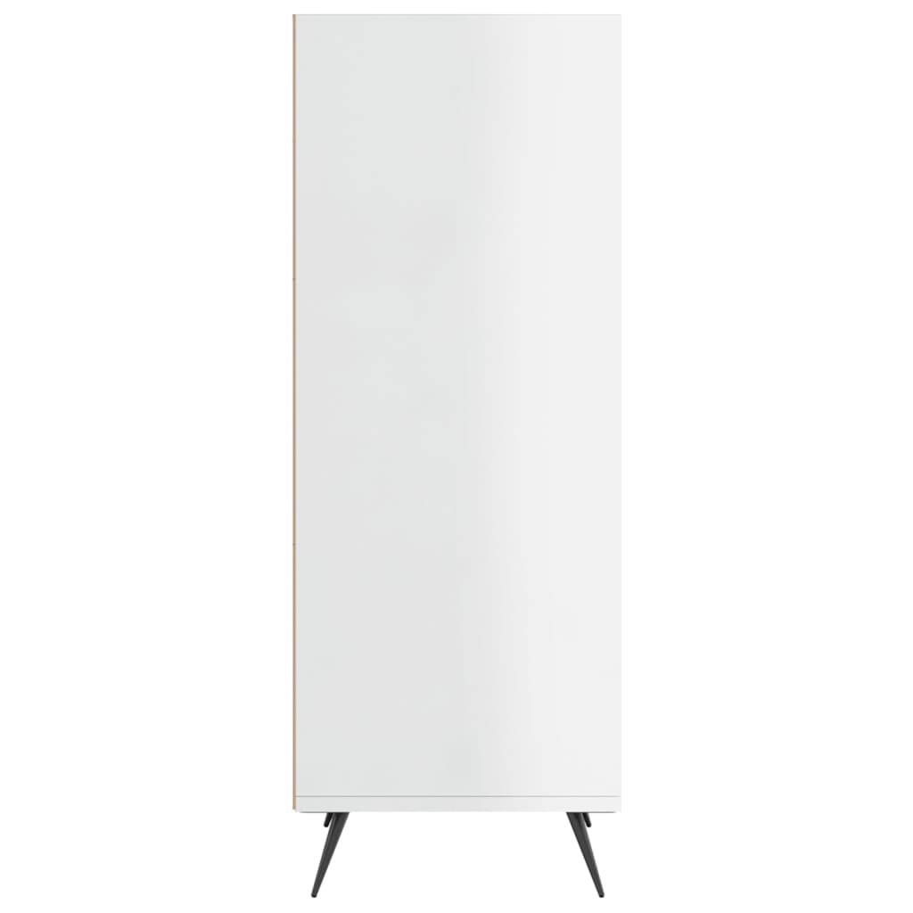 Shelf Cabinet High Gloss White 34.5X32.5X90 Cm Engineered Wood