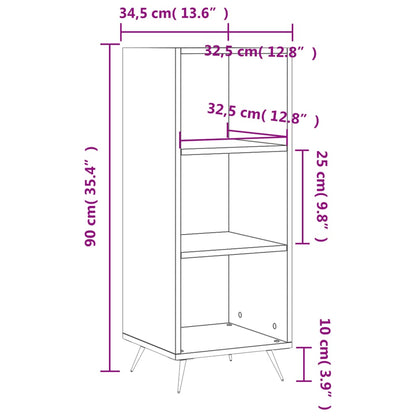 Shelf Cabinet High Gloss White 34.5X32.5X90 Cm Engineered Wood