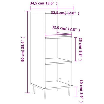 Sideboard High Gloss White 34.5X32.5X90 Cm Engineered Wood