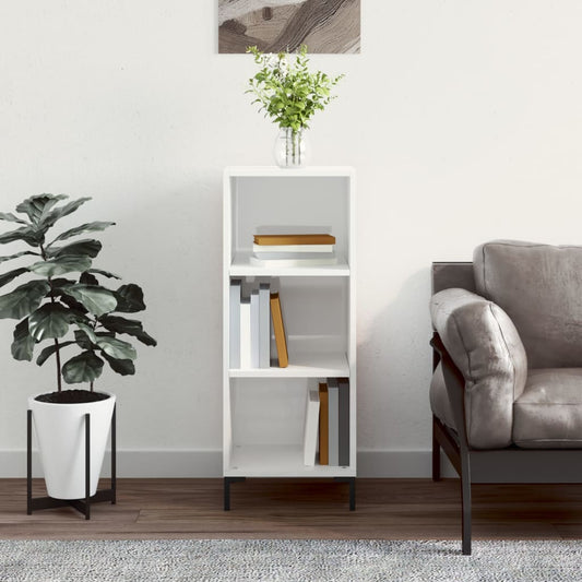 Sideboard High Gloss White 34.5X32.5X90 Cm Engineered Wood