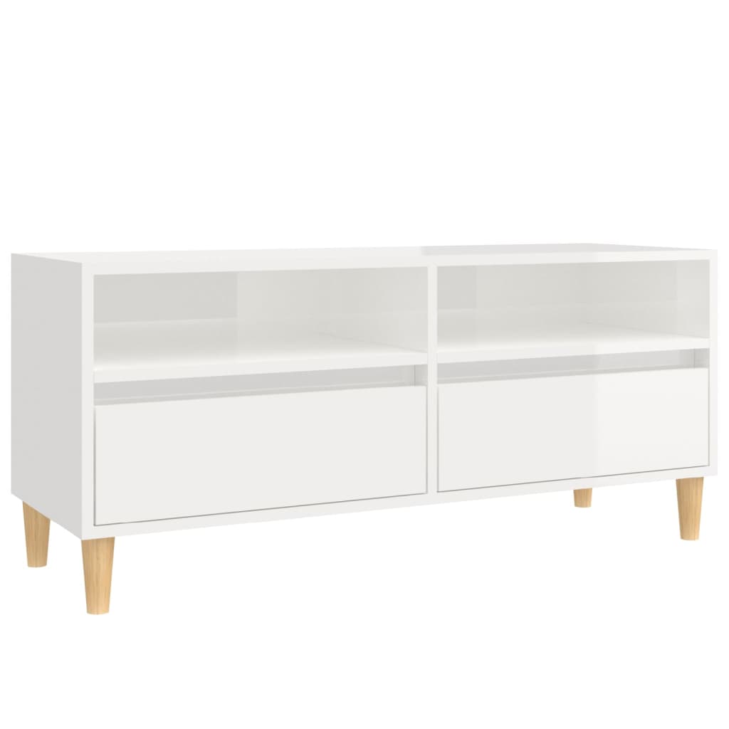 Tv Cabinet High Gloss White 100X34.5X44.5 Cm Engineered Wood