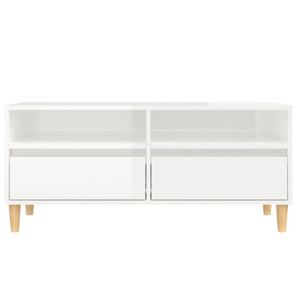 Tv Cabinet High Gloss White 100X34.5X44.5 Cm Engineered Wood