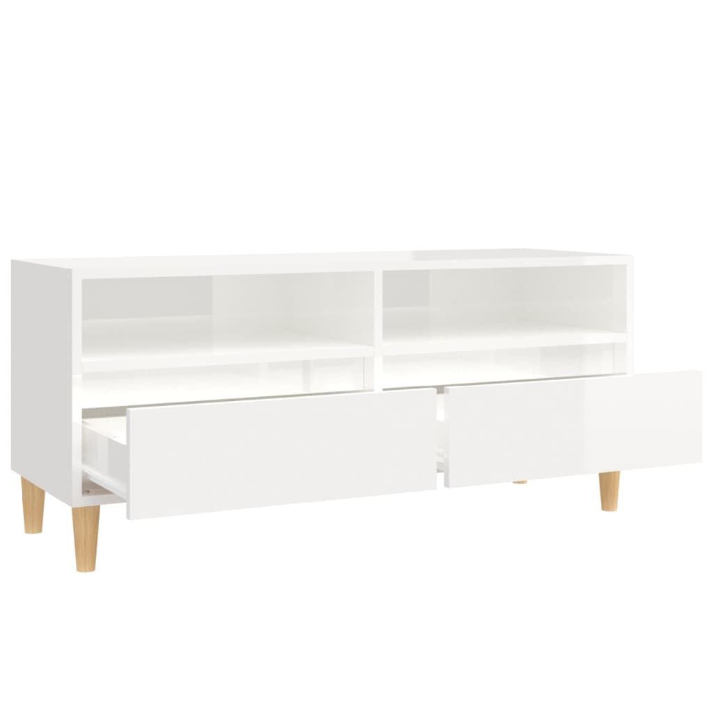 Tv Cabinet High Gloss White 100X34.5X44.5 Cm Engineered Wood