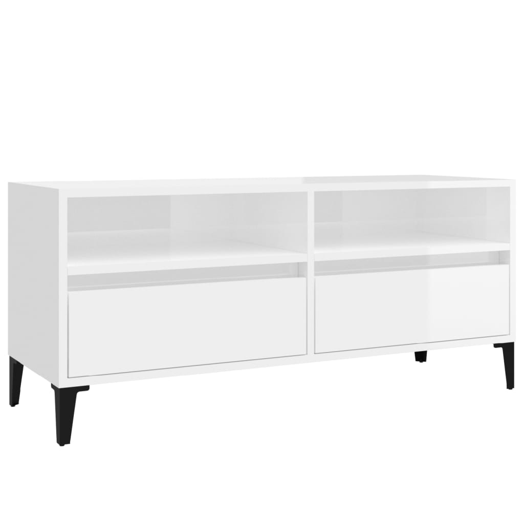 Tv Cabinet High Gloss White 100X34.5X44.5 Cm Engineered Wood