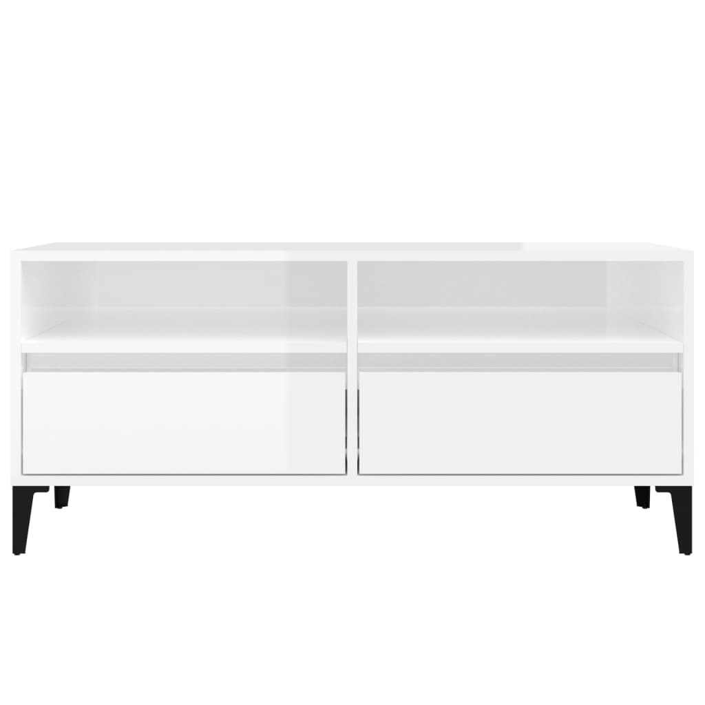 Tv Cabinet High Gloss White 100X34.5X44.5 Cm Engineered Wood