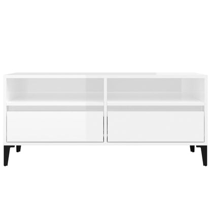 Tv Cabinet High Gloss White 100X34.5X44.5 Cm Engineered Wood