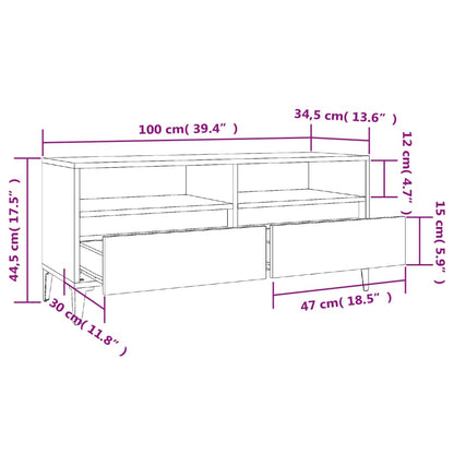 Tv Cabinet High Gloss White 100X34.5X44.5 Cm Engineered Wood