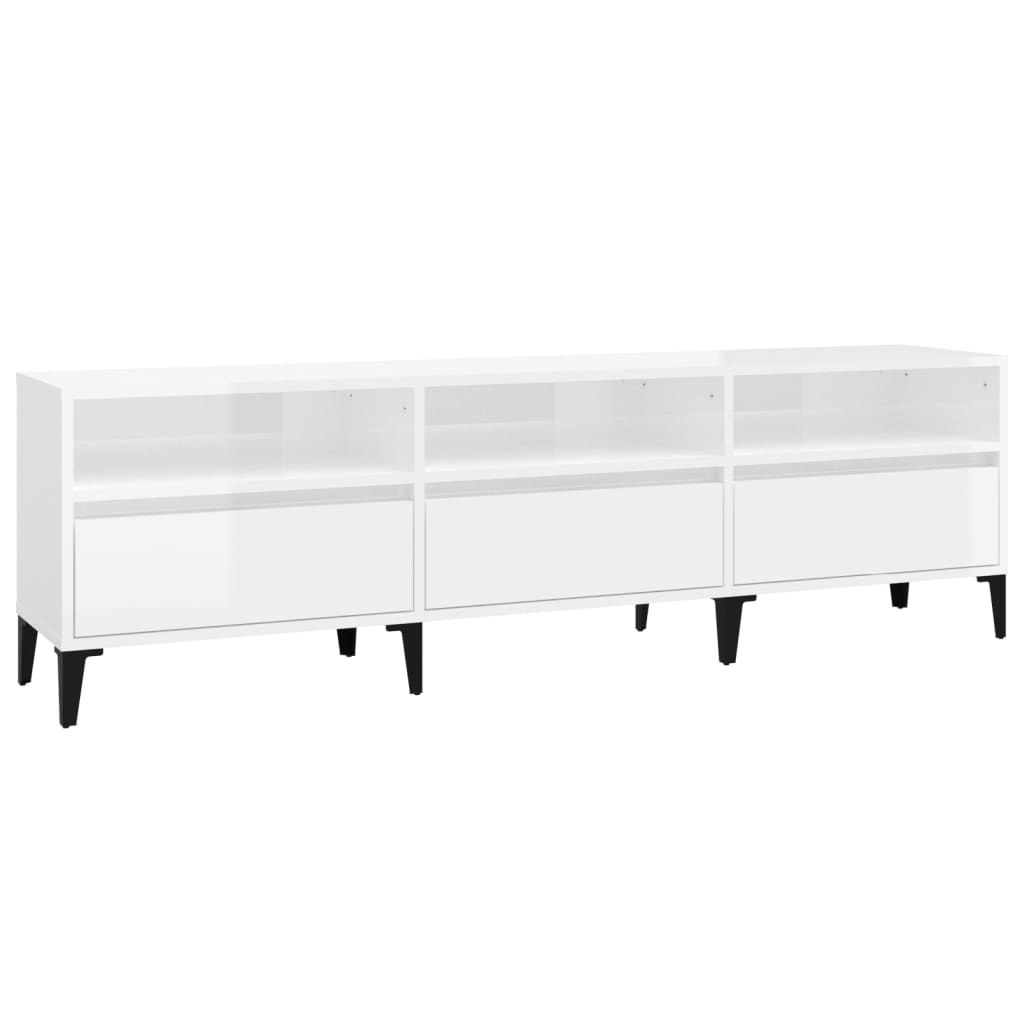 Tv Cabinet High Gloss White 150X30X44.5 Cm Engineered Wood