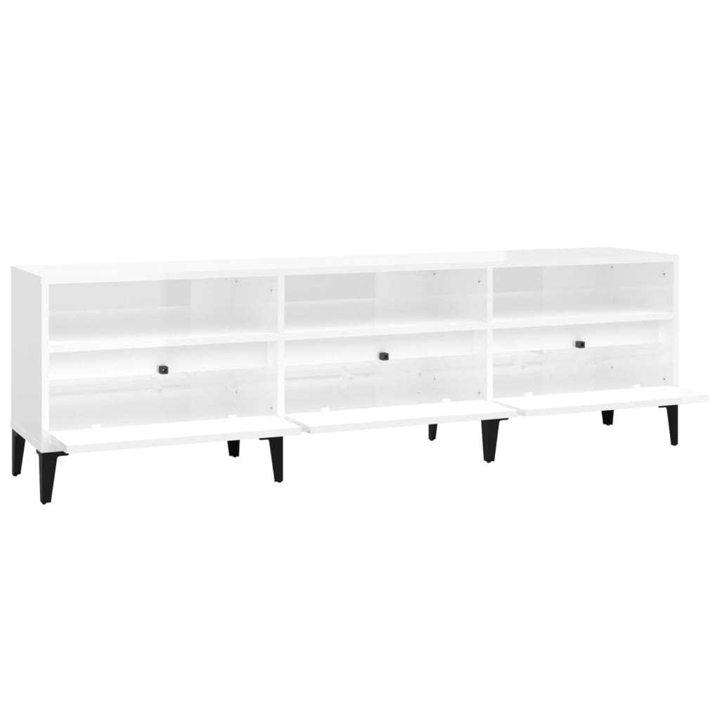 Tv Cabinet High Gloss White 150X30X44.5 Cm Engineered Wood