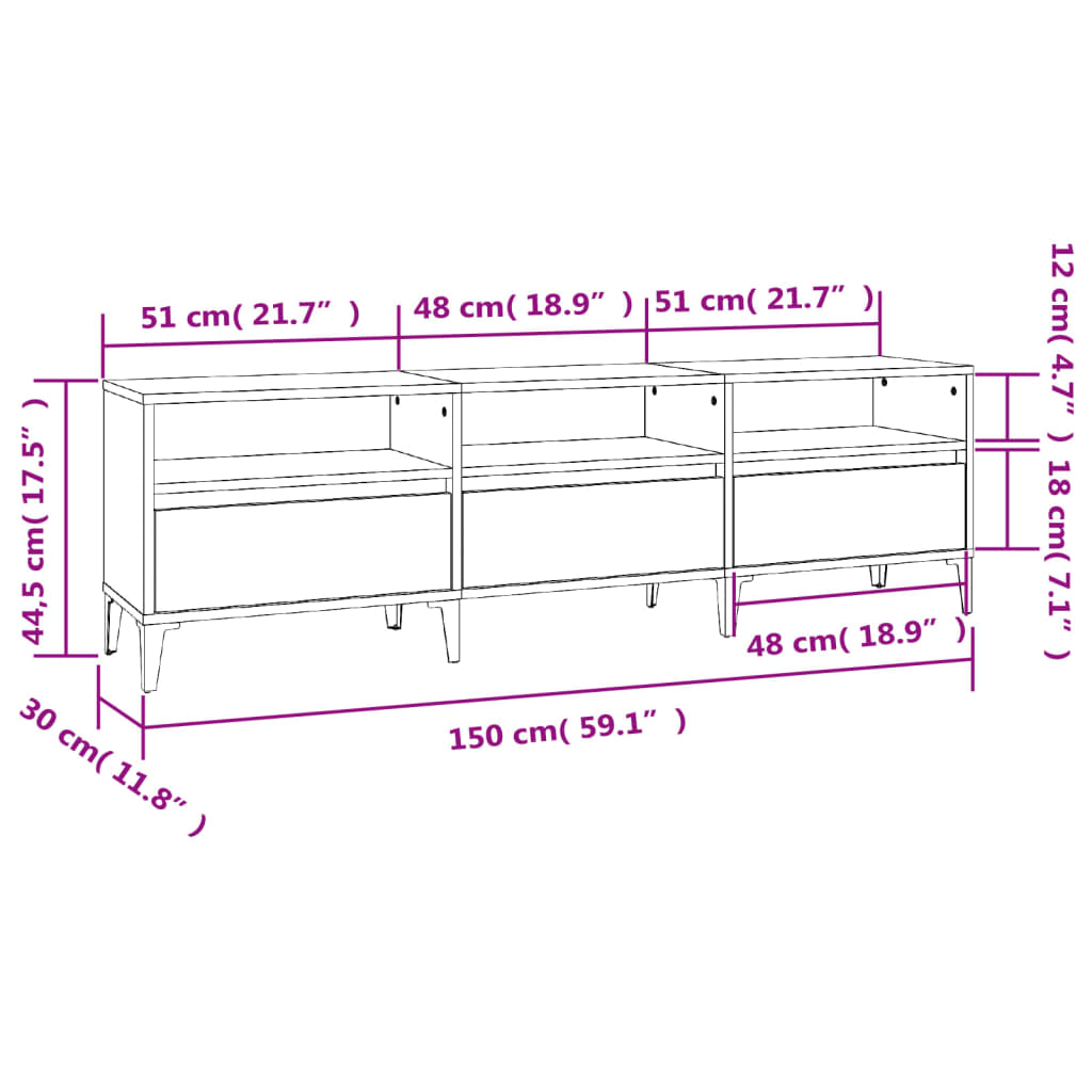 Tv Cabinet High Gloss White 150X30X44.5 Cm Engineered Wood