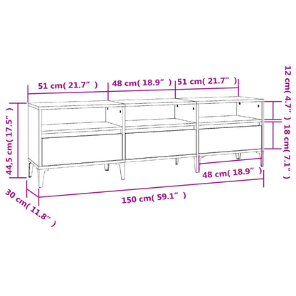 Tv Cabinet High Gloss White 150X30X44.5 Cm Engineered Wood