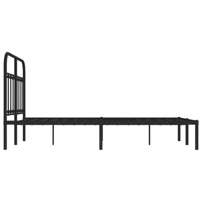 Metal Bed Frame With Headboard Black 120X190 Cm Small Double