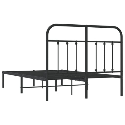 Metal Bed Frame With Headboard Black 120X190 Cm Small Double