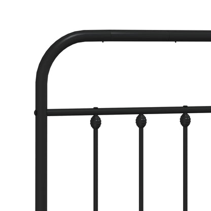 Metal Bed Frame With Headboard Black 120X190 Cm Small Double