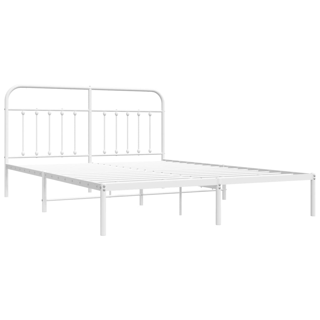 Metal Bed Frame With Headboard White 180X200 Cm Super King