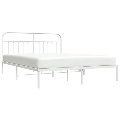 Metal Bed Frame With Headboard White 180X200 Cm Super King