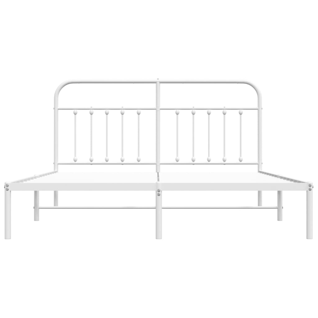 Metal Bed Frame With Headboard White 180X200 Cm Super King