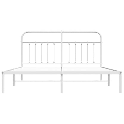 Metal Bed Frame With Headboard White 180X200 Cm Super King