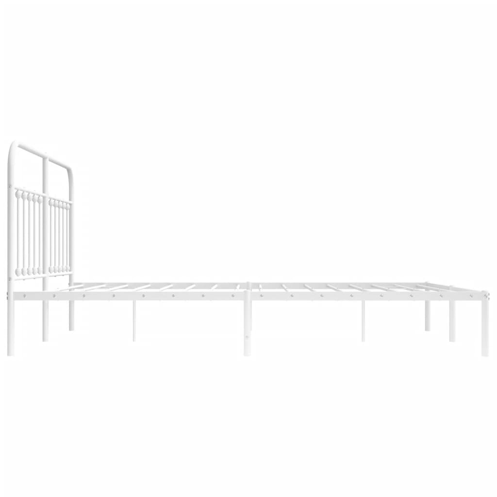 Metal Bed Frame With Headboard White 180X200 Cm Super King