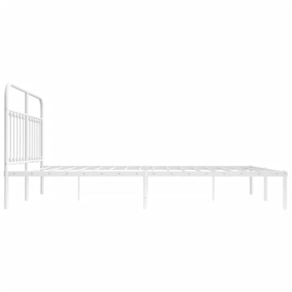 Metal Bed Frame With Headboard White 180X200 Cm Super King