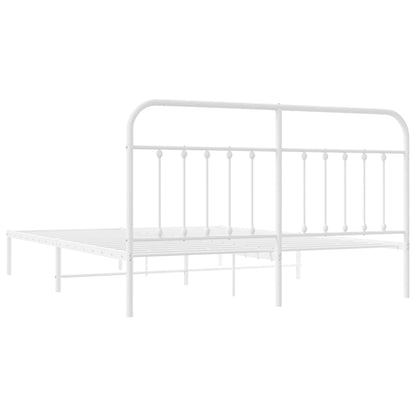 Metal Bed Frame With Headboard White 180X200 Cm Super King