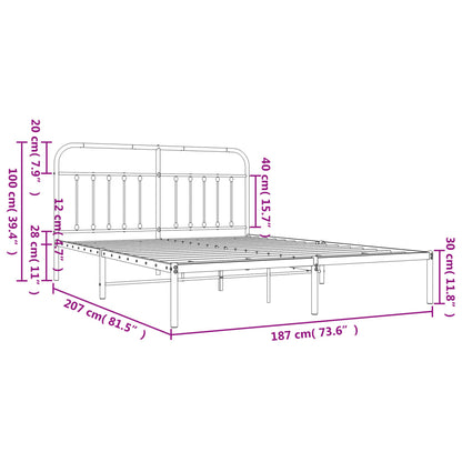 Metal Bed Frame With Headboard White 180X200 Cm Super King