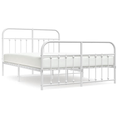 Metal Bed Frame With Headboard And Footboard White 150X200 Cm King Size