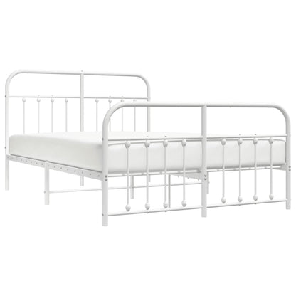 Metal Bed Frame With Headboard And Footboard White 150X200 Cm King Size