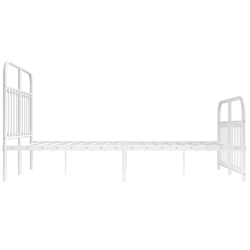 Metal Bed Frame With Headboard And Footboard White 150X200 Cm King Size